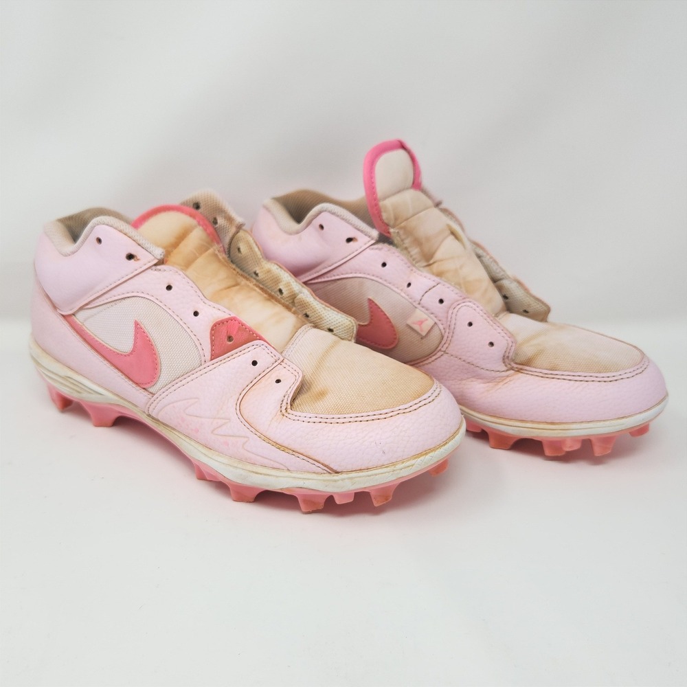 Nike Air Jordan 10 Baseball Cleats Pink Mens Size 10 HQ0210-600 No Laces